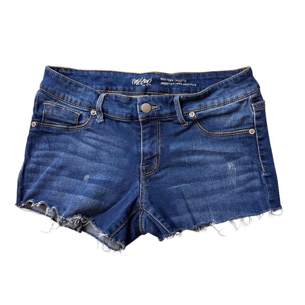Mossimo‎ Denim Shorts Womens 6/28 Blue Denim Low Rise Cut Off Distressed Stretch